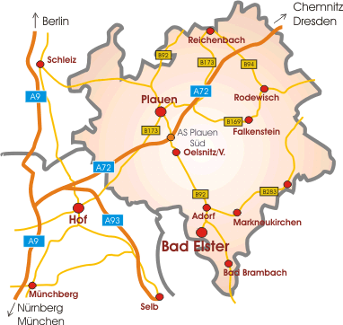 Anreisekarte - Vogtland
